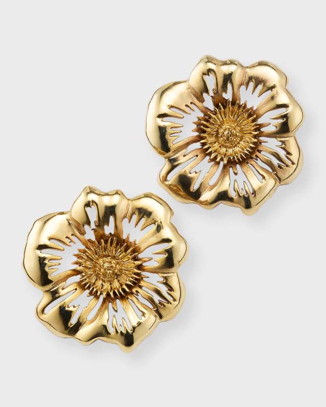 Large Floral Button Earrings